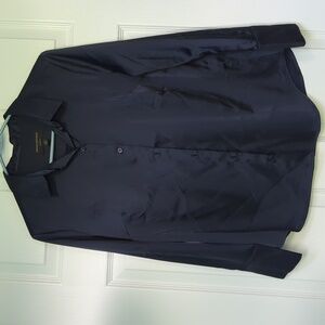 Banana Republic Navy Silk Button-Up Blouse